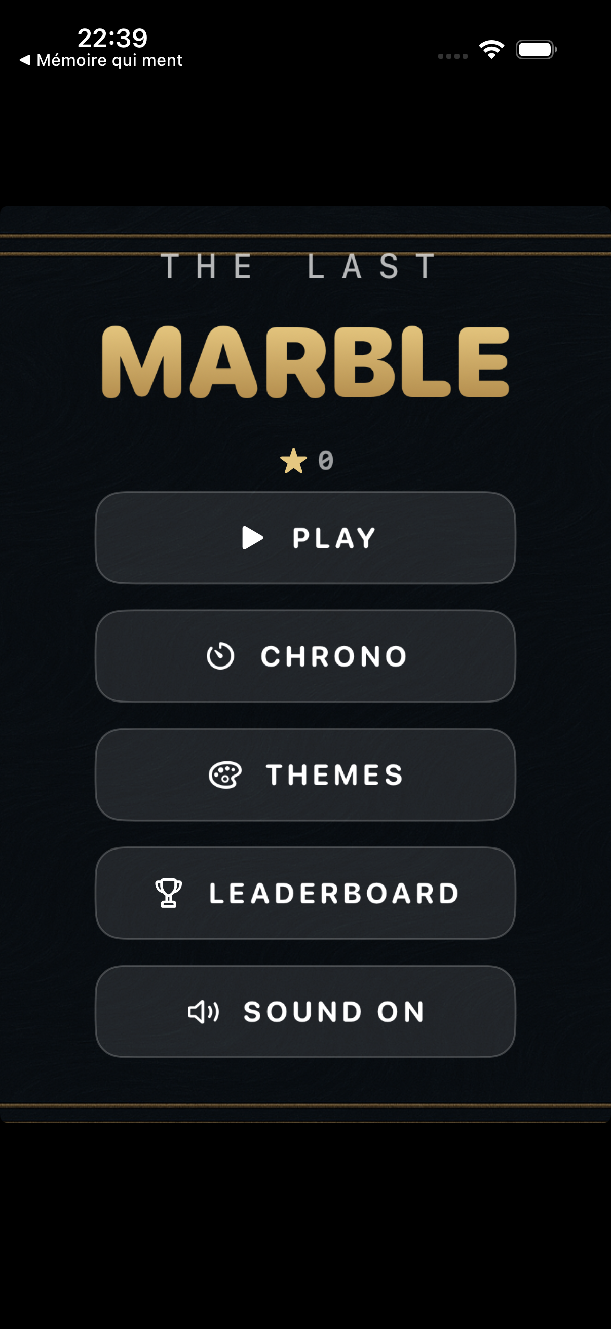 The Last Marble home screen